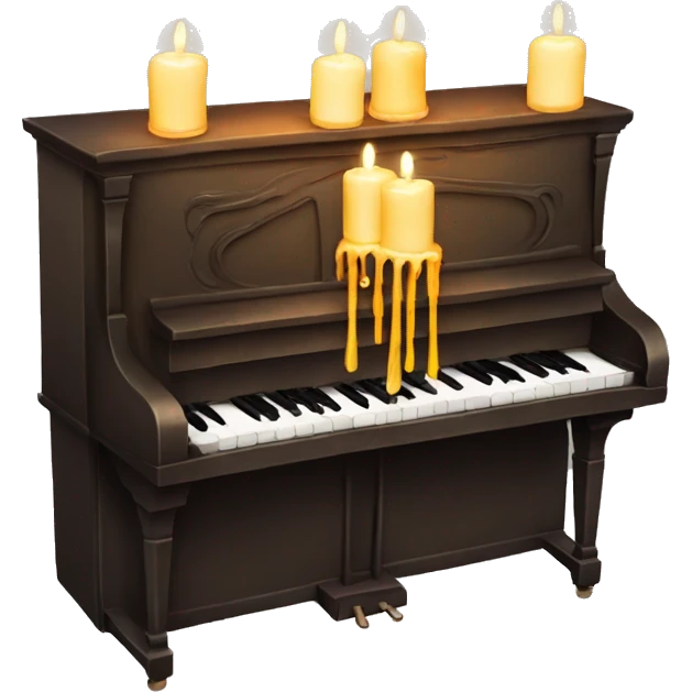 vintage piano with melted candles on top emoji