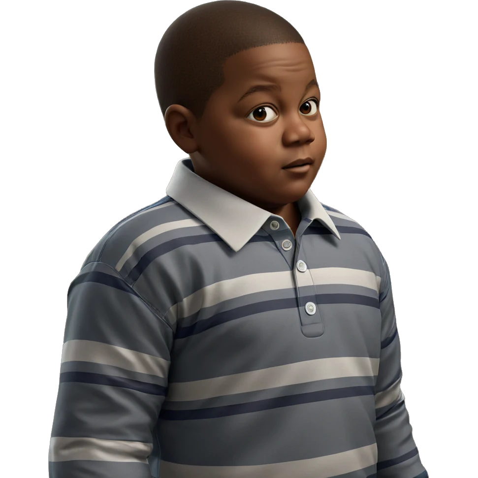 striped shirted boy indoors emoji