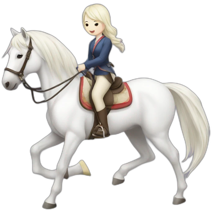white horse riding japanese girl emoji