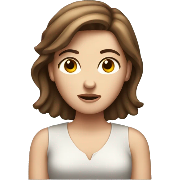 White girl with Brown hair shrugging  emoji