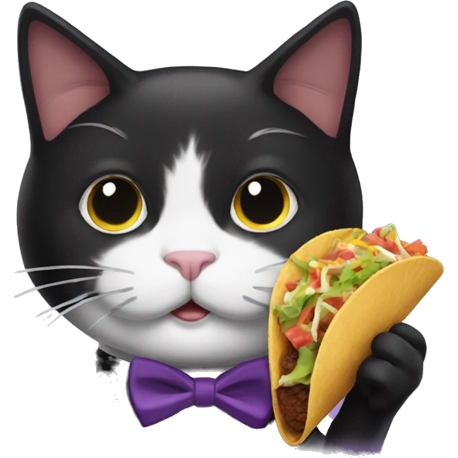 Tuxedo cat eating taco bell emoji