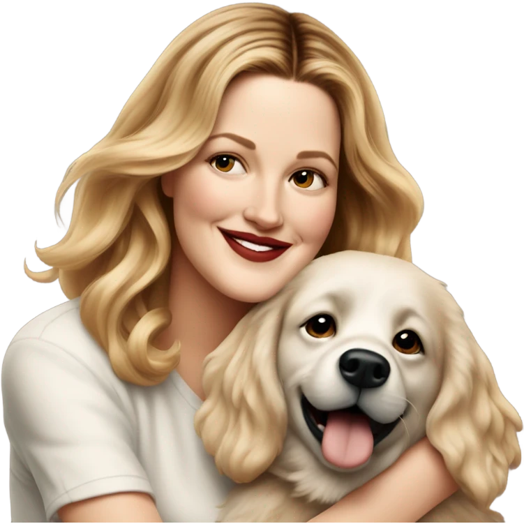 Drew Barrymore With Her Dog Douglas  emoji