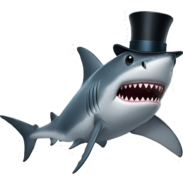 Shark with a top hat emoji