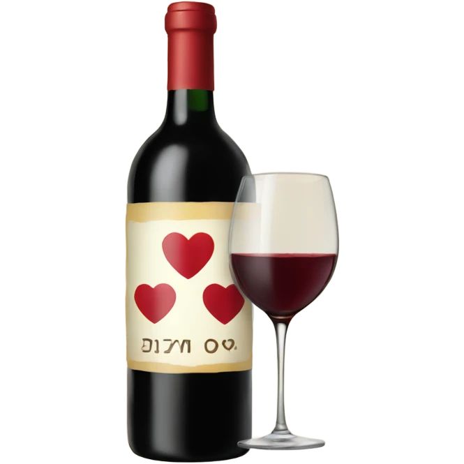 Wine with heart label emoji
