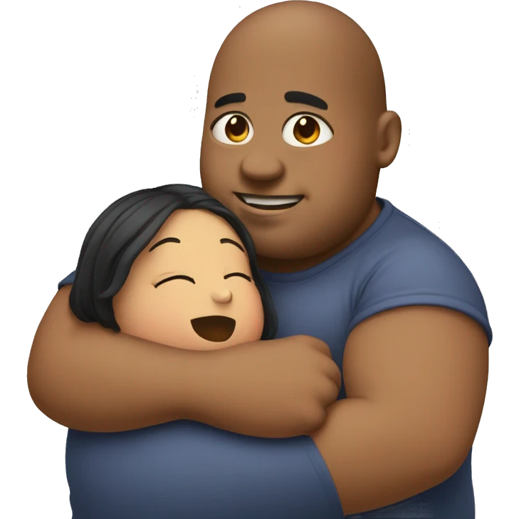 Fat boy hug slim girl emoji