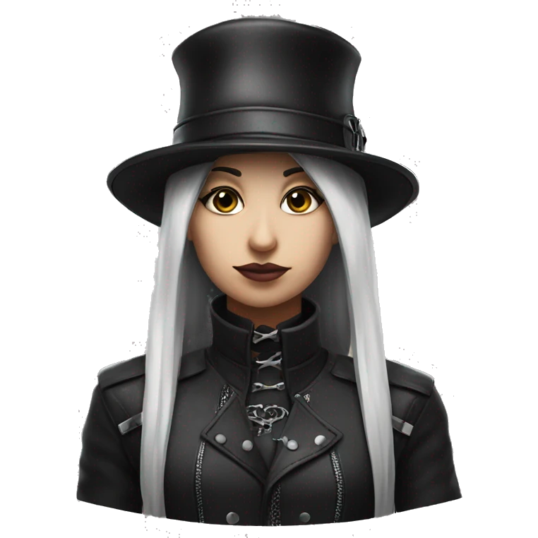 A black leather hat with a gothic and edgy style, featuring two tall emoji
