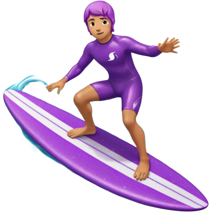 glitter surfer purple surf in wave ocean cian emoji