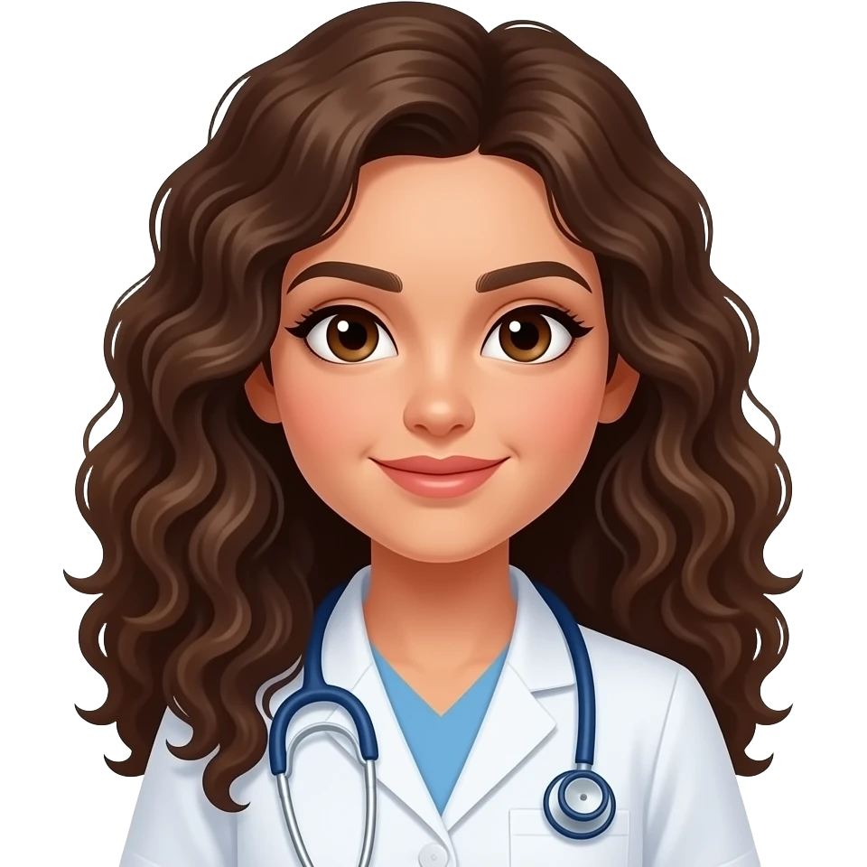 Skinny Brown eyes, long brown curly hair arab girl Ultrasound technician emoji