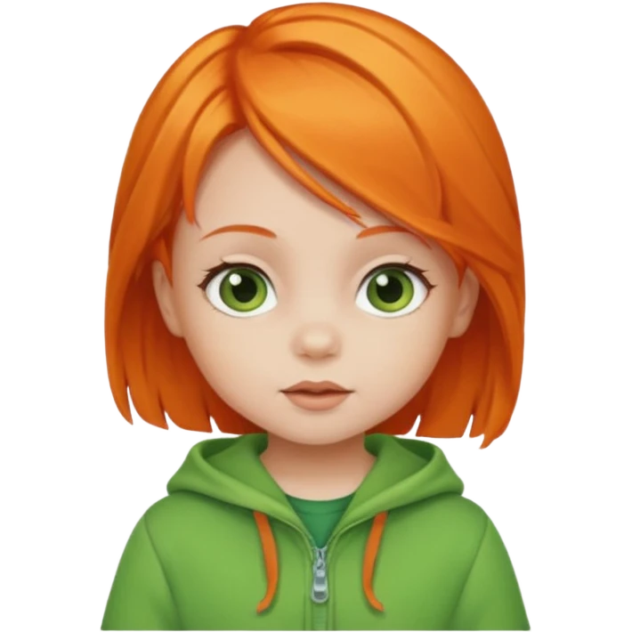 orange hair girl baby green outfit emoji