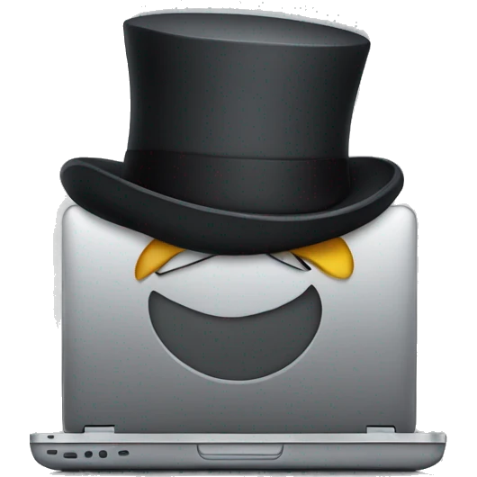 laptop with tophat emoji