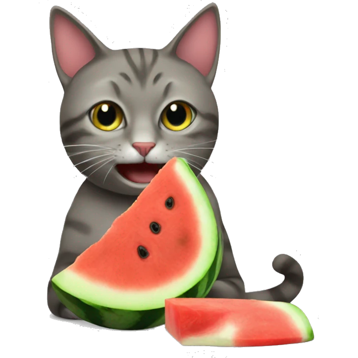 Cat eats watermelon  emoji