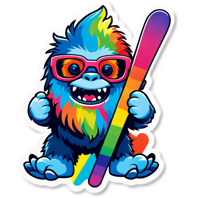 skiing rainbow yeti emoji