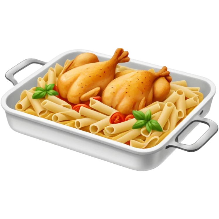 rectangle tray meal with chicken pasta emoji