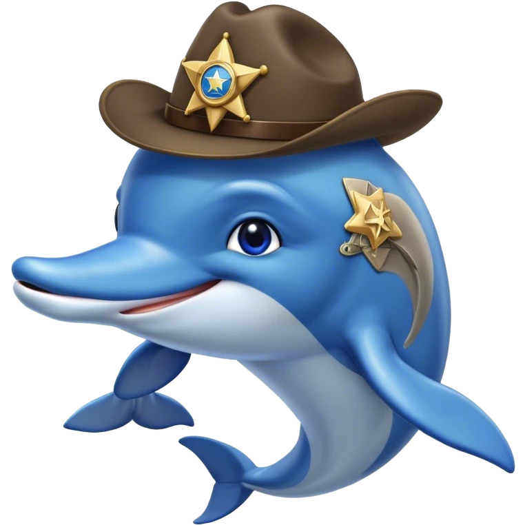 dolphin, in sheriff attire, with badge emoji