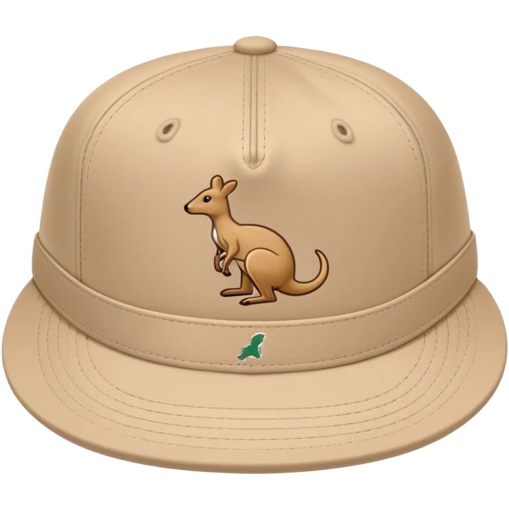 Single beige Kangol 504 flat cap with the iconic Kangol kangaroo logo visible on the side, iOS emoji style, light tan color emoji