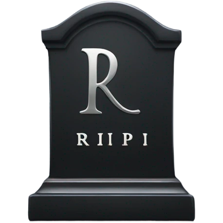 a black grave with the letters RIP on a silver  emoji