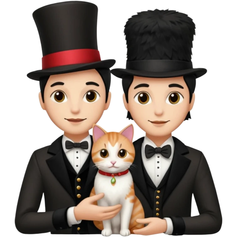 magician couple and their pet cat emoji