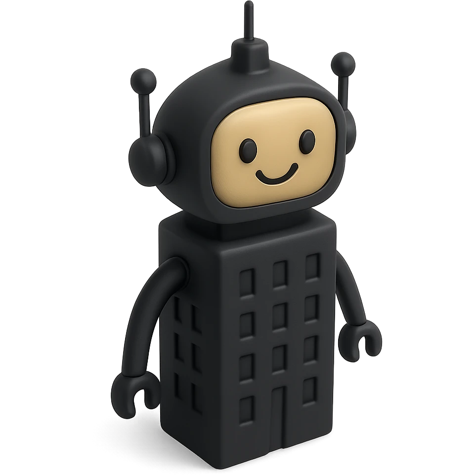 a smiling robot with a skyscraper-like body emoji