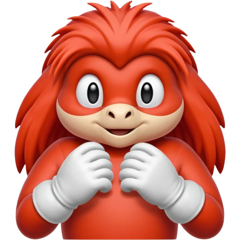 Sonic the hedgehogs friend knuckles a red animal with peach arms and white gloves he’s a echidna emoji