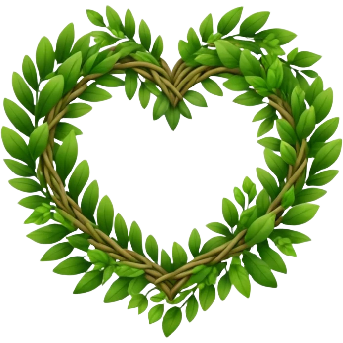 nature wreath heart, boho beautiful  green emoji