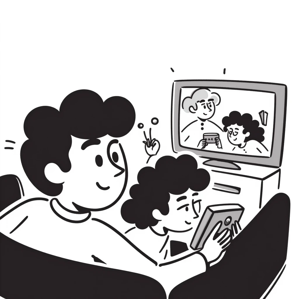 A person plays with the GameCube on TV with friends, sitting on the couch emoji