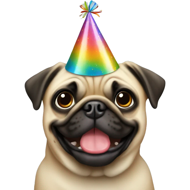Pug with Birthday Hat emoji