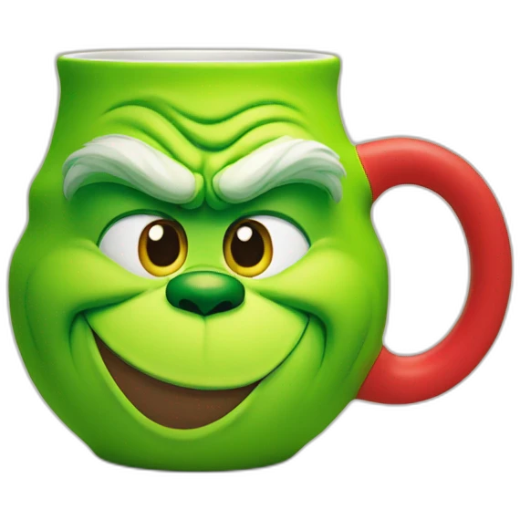 Grinch face shaped mug emoji