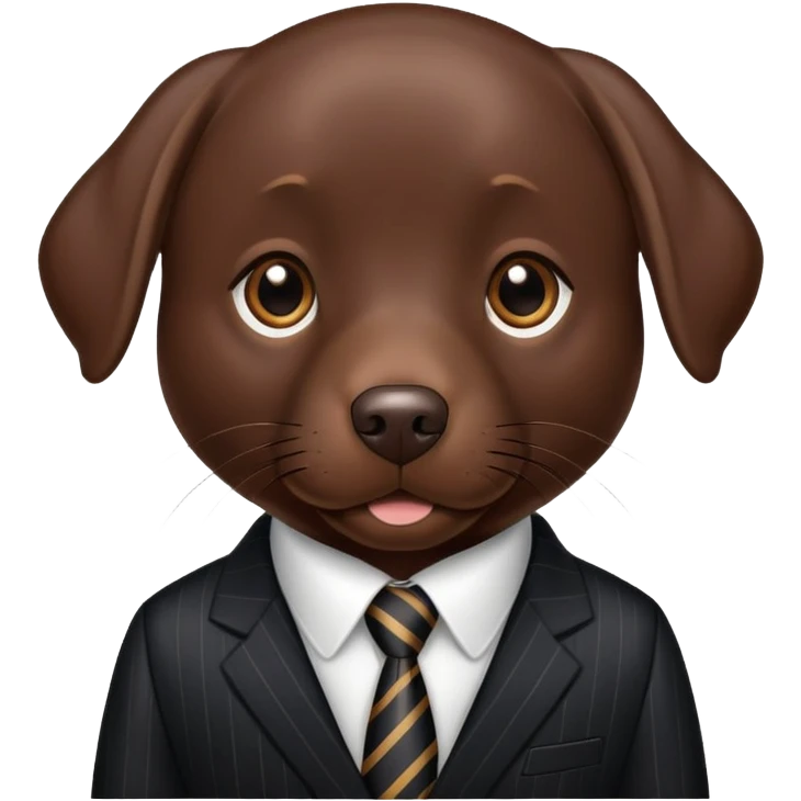 Chocolate Lab wearing black pinstriped suit emoji