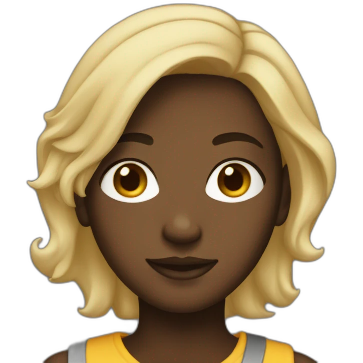 A dark-skinned young adult with half-black, half-blond hair. emoji