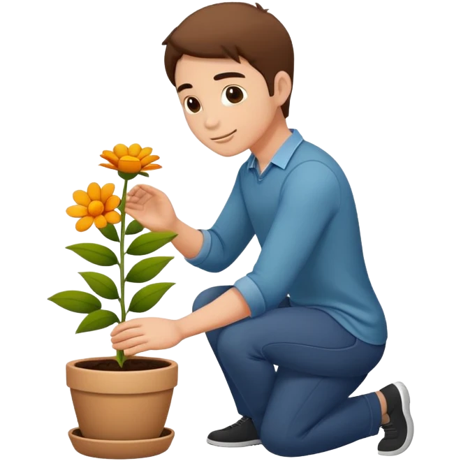 Mozes li mi napraviti emoji muskarca koji kleci na jednom koljenu i drzi pitar sa cvjecem i samo to nista drugo oko njega samo on i pitar jedan emoji