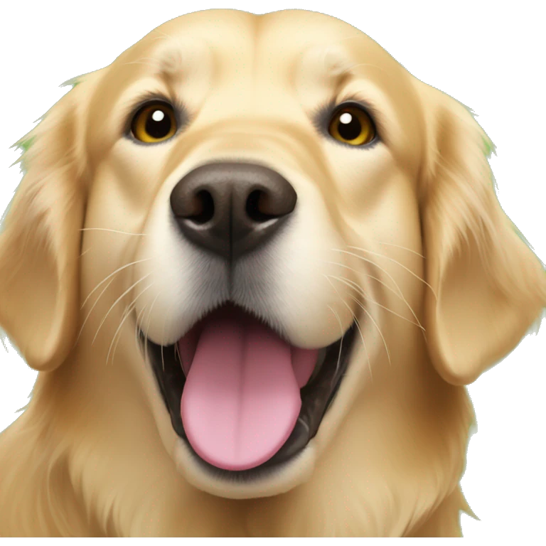 A golden retriever with a tennis ball in its mouth  emoji