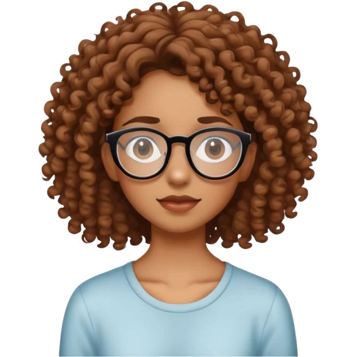 Brown girl, skinny with acne and glasses and curly hair  emoji