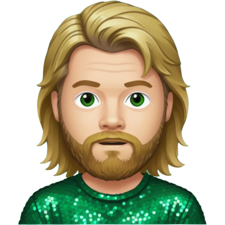Ryan Dunn from Jackass with long dark blonde hair, dark green sequin outfit emoji