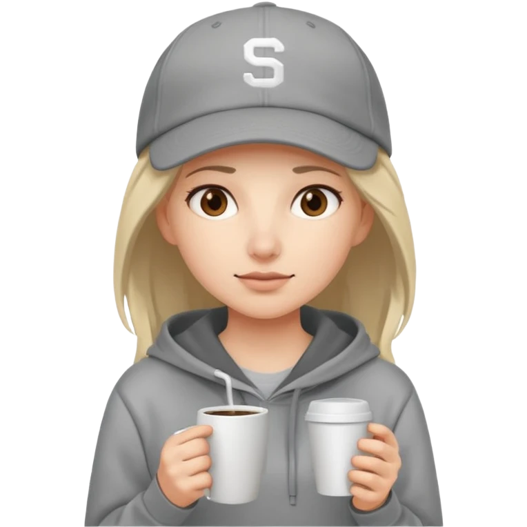Female tech developer going back to work after christmas holidays, looking tired and wearing a hoodie and a baseballcap that says "SVT" emoji