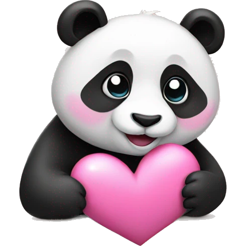 panda with pink heart emoji