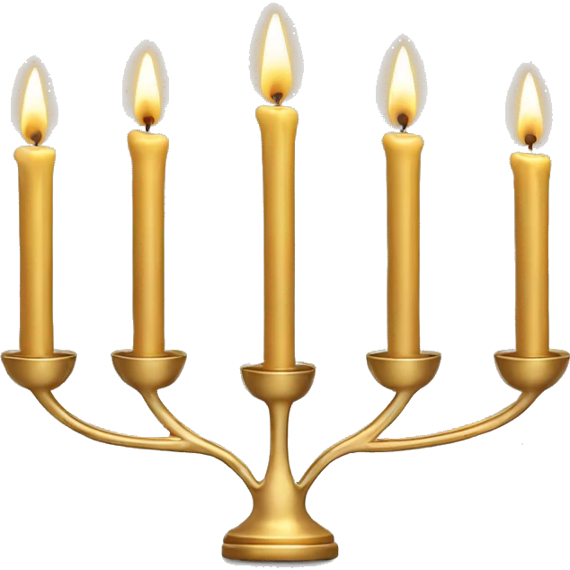 Gold Menorah with four candles on each side emoji