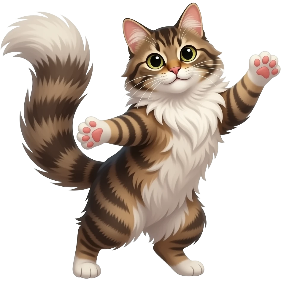 Dancing maine coon cat animated emoji