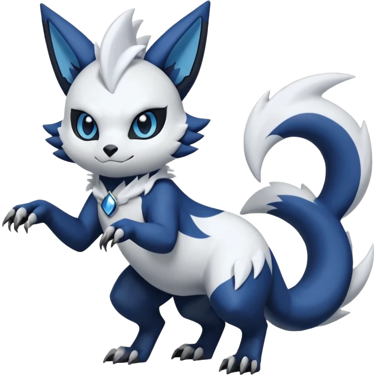 Garurumon-Meowstic-Zangoose-Absol-fusion-hybrid-creature (full body) emoji