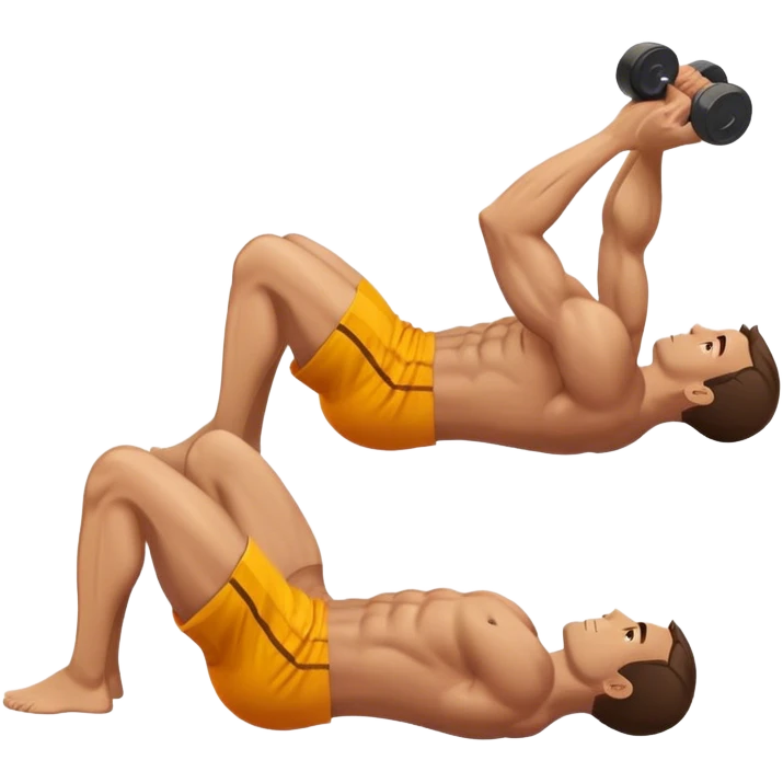 side-view of guy doing decline abdominal Crunches with sixpack emoji
