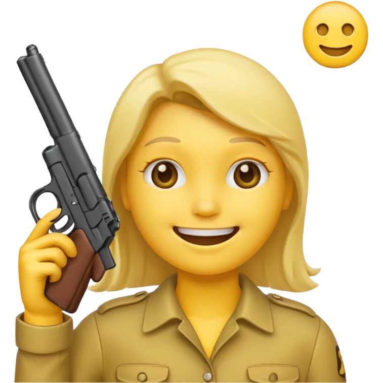 Create a smiling face emoji that’s holding a gun pointed to their head emoji