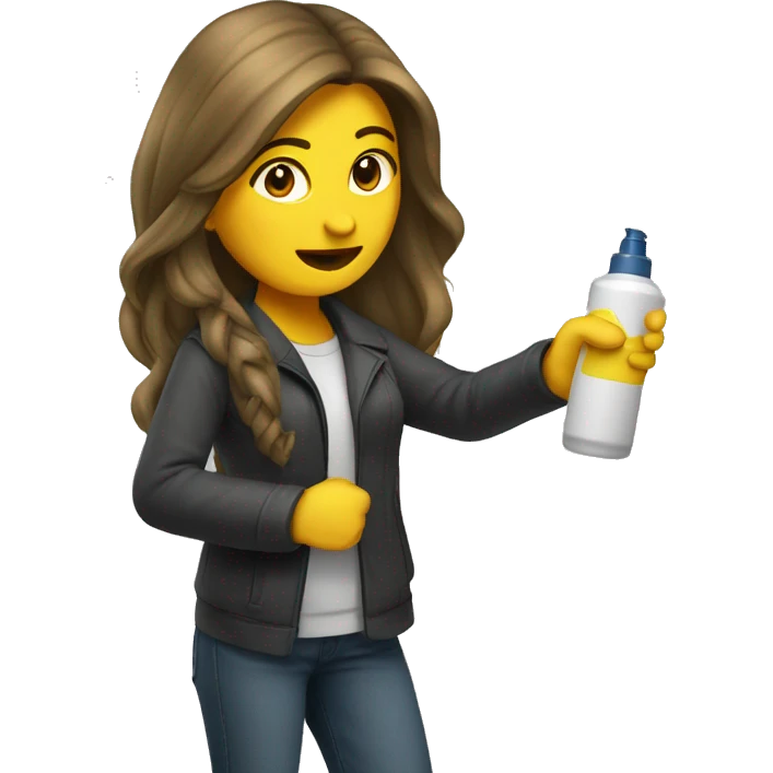 Long haired Woman spraying spray outward emoji