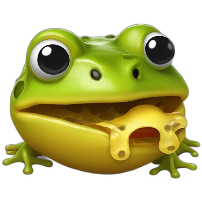 pacman frog face in profile like in game eats chunks of code emoji