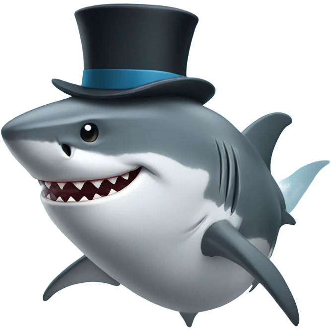 Shark with a top hat emoji