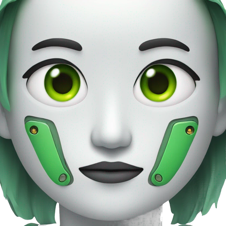 Asian robot with green eyes emoji