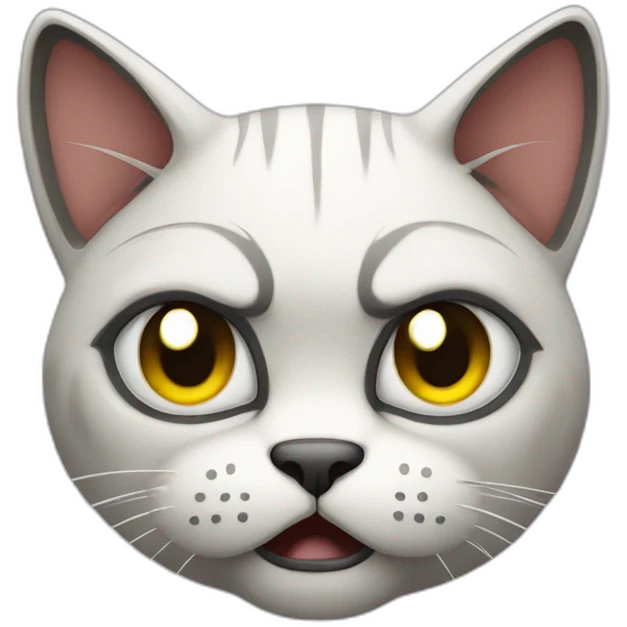 Angry cat with pierced ears emoji