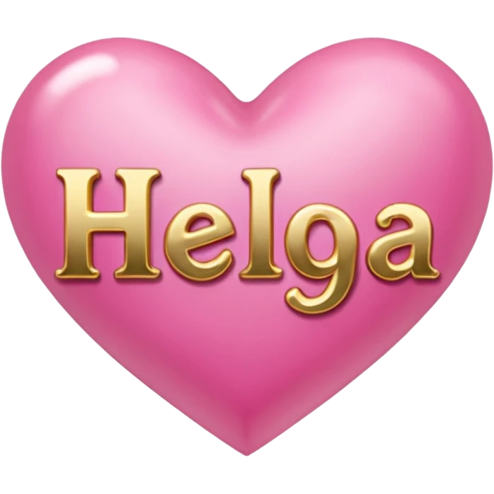 In pink heart,the gold inscription "Helga" in large letters emoji