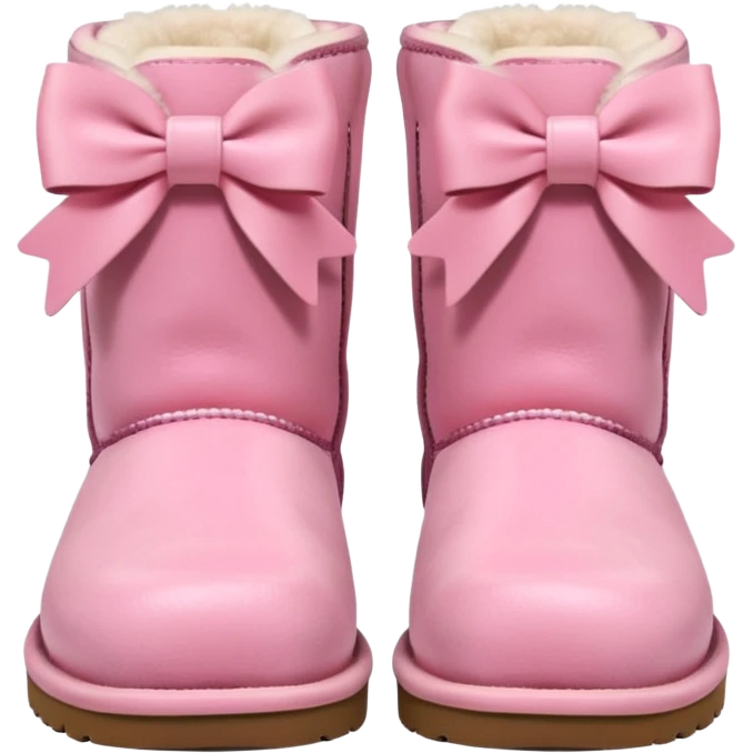 realistic pastel pink uggs with bows on the back, shoes facing the same way emoji