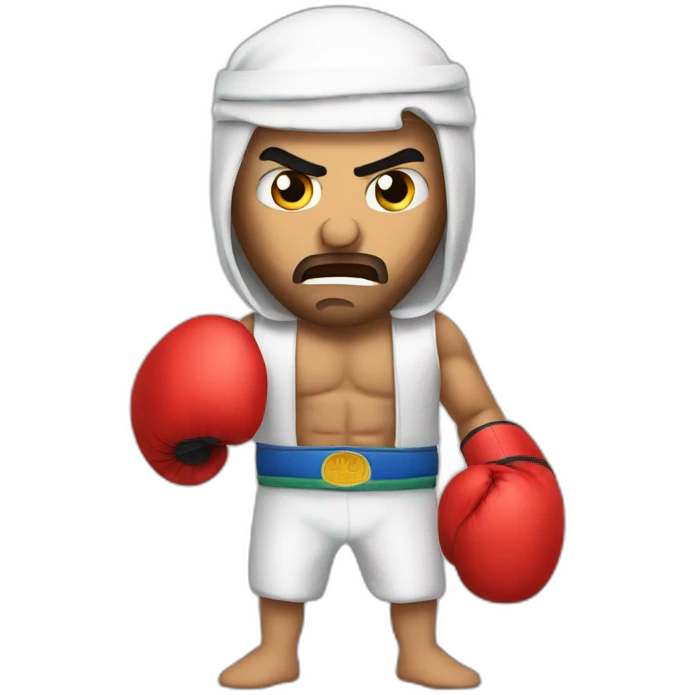 angry arab fighter with boxing gloves emoji