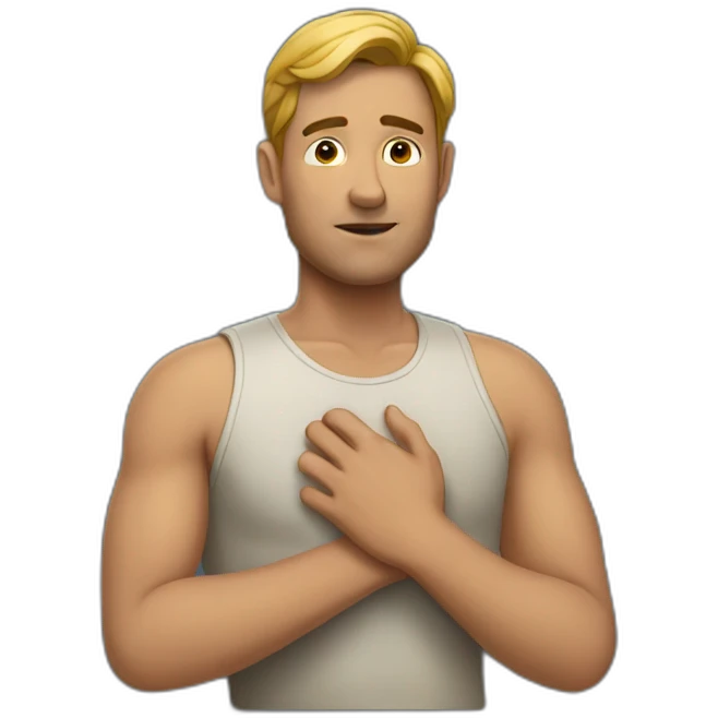Man with hand on the chest emoji