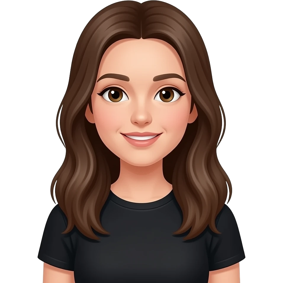 straight long wavy hairs with a black shirt wearing emoji